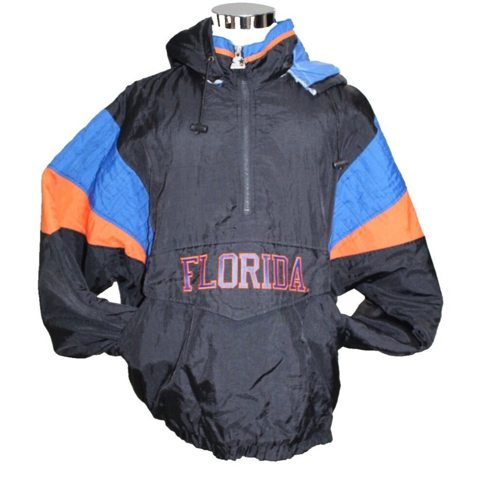 Vintage STARTER University Florida GATORS  Black Pullover coat XL Mens Half Zip